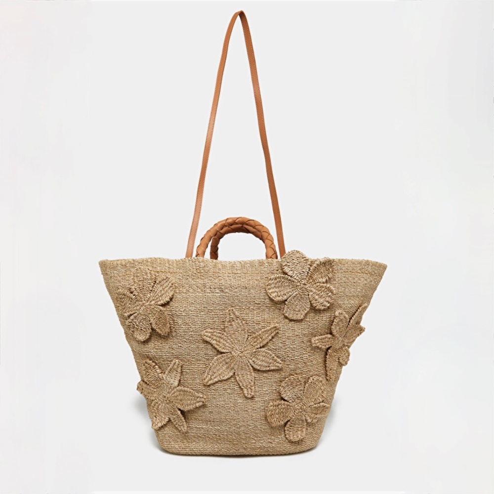 Aranaz Resort 2024 Flores Woven Abaca Large Tote Bag
